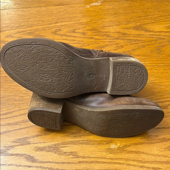 UGG Brown leather Ankle Booties with Side Zipper - Picture 5 of 5